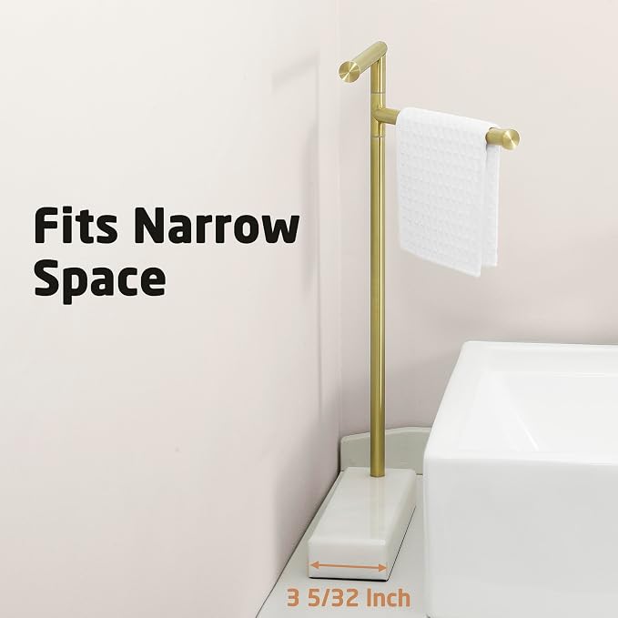 KES Gold Hand Towel Holder Stand, Marble Base, Countertop Swivel Towel Rack | Fits 2 Towels, Kithcen, Bathroom, Free Standing Design, 18/8 Stainless Steel Brushed Gold, BTH233-BZ