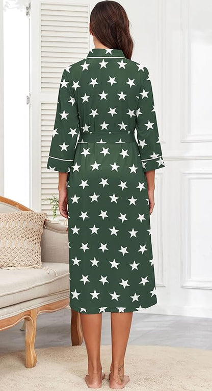 PrinStory Womens Robe Long Knit Bathrobe Lightweight Soft Robes Ladies Bath Robe