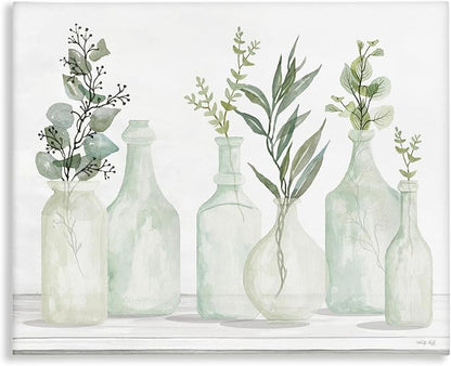 Stupell Industries 'Soft Green Potted Plants Fresh Herbs Still Life', Canvas Art, 40 x 30 Inches, Easy to Hang and Sturdy, Made in USA, by Cindy Jacobs | Stupell Industries | 40 x 30 Inches, Easy to Hang and Sturdy, Made in USA, by Cindy Jacobs