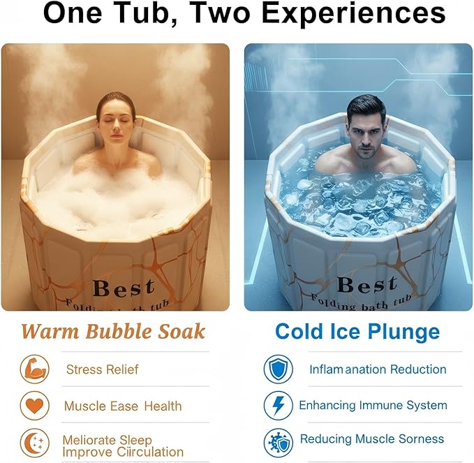 Portable Bathtub for Adult, Foldable Soaking Bathtub for Hot SPA&Ice Bath, Foldable Small Bathtub collapsible bathtub for Bathing, 6-layer Insulated portable tub,Space-Saving(Fantasy 31.5X26.6IN)