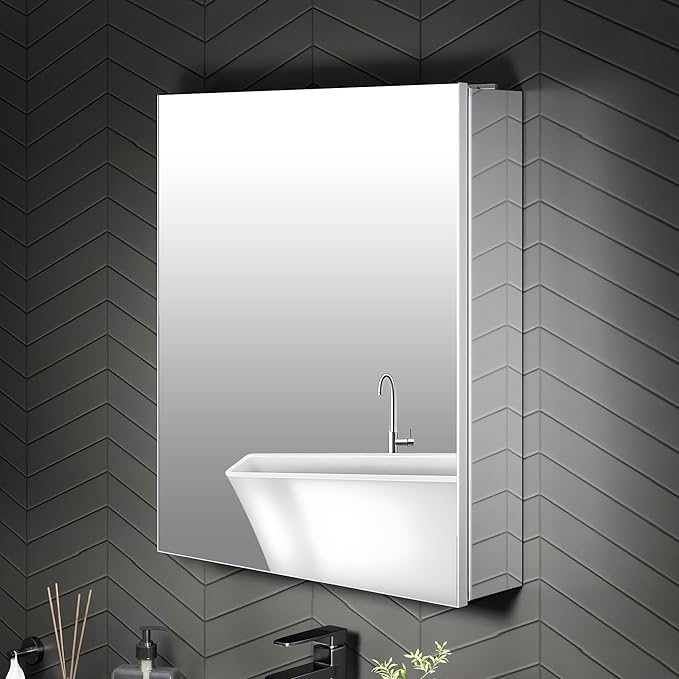 20 x 24 Medicine Cabinet Mirror for Bathroom,Assembly Required,Aluminum Alloy Frame,Recessed/Surface Mounted,Reversible L/R Door,Adjustable Shelves,Bathroom Medicine Cabinet with Mirror