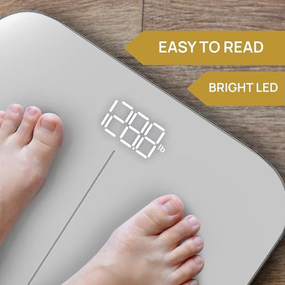 INEVIFIT Bathroom Scale, Highly Accurate Digital Bathroom Body Scale, Measures Weight up to 400 lbs. Includes Batteries