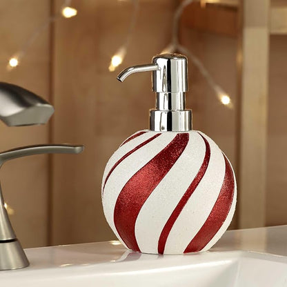 Avanti Linens - Lotion Pump/Soap Dispenser, Durable Hand-Painted Resin, Countertop Accessories, Holiday Home Decor (Glitter Ornament)