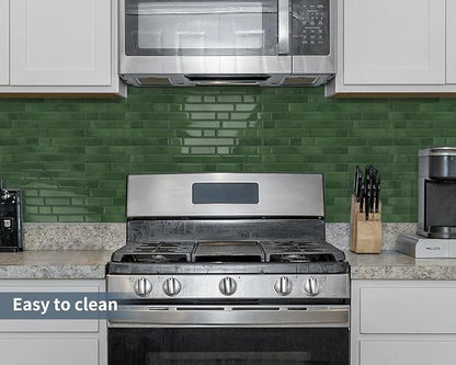 Peel and Stick Backsplash 3D Self Adhesive Wall Tile Green 10 Sheet | Thick,Sticky,Vinyl,12"x12",Marble,for Kitchen,Bathroom