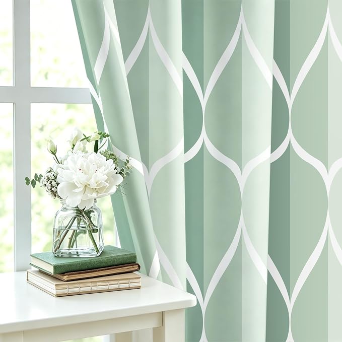 Gelbchu Geometric Shower Curtain for Bathroom, Dark Green, 72x72 Inch | with Hooks, Premium Polyester, Quick Dry, Water Repellent, Machine Washable, Rustproof Grommets, Modern Minimalist