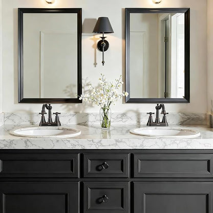 4-inch Centerset ORB Classical Bathroom Faucet, 2 Handles for 2 or 3 Hole Sink with 360° Swivel Spout, Pop Up Drain Assembly and Supply Hose for Vanity Sink Lavatory Faucet