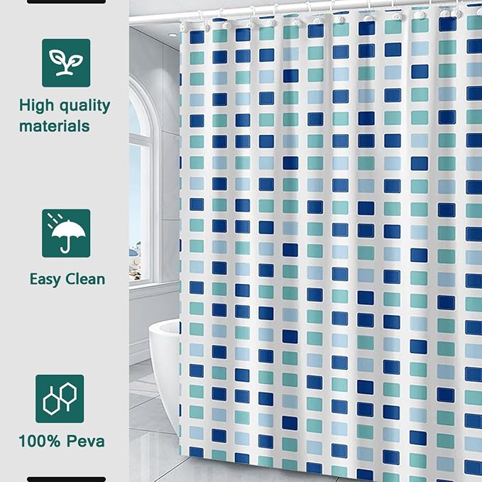 Shower Curtain Liner, 100% Waterproof Peva Shower Curtains with 3 Duty Heavy Bottom Magnets and 12 Rust Proof Grommets, 72x72 Weighted Shower Liner for Shower Stall, Bathtubs