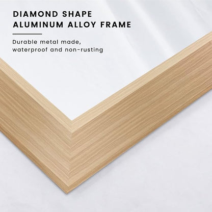 Bathroom Mirror, 28" X36" (Oak Wood Grain) | Metal Frame Mirror for Wall, HD Reflection, Anti-Rust, Horizontally/Vertically, Suitable for Bathroom, Farmhouse, Entryway