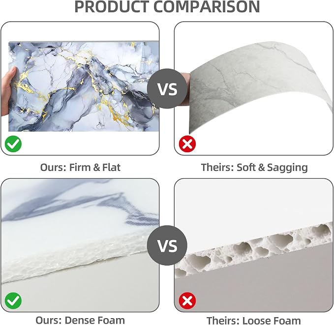 20 Pack 11.8"x23.6" Peel and Stick Backsplash Wall Panels, Self Adhesive Waterproof Back Splash Marble Tiles for Kitchen Bathroom, TV Walls, Living Room Blue (Not Real Tiles)