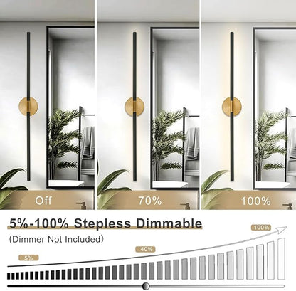 Modern Bathroom Light Fixtures Over Mirror 43 Inch, 33W 360° Rotatable Dimmable 4000K Led Vanity Light Bar, Black and Gold Bathroom Vanity Lights Above Mirror