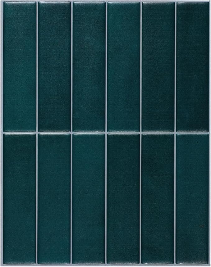 Smart Tiles Peel and Stick backsplash, Stacked Deep Teal, 11.43"x9" | Pack of 5 (3.5 sq ft), Matte, Heat/Moisture Resistant, Low VOC, Kitchen/Bathroom, Renter Friendly, Made in Canada