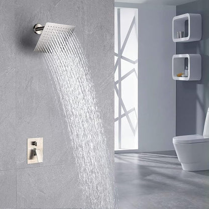 Voolan Rain Shower head, High Pressure Shower Head Made of 304 Stainless Steel, Relaxed Shower Experience Even at Low Water Flow and Pressure (8" Brushed Nickel)