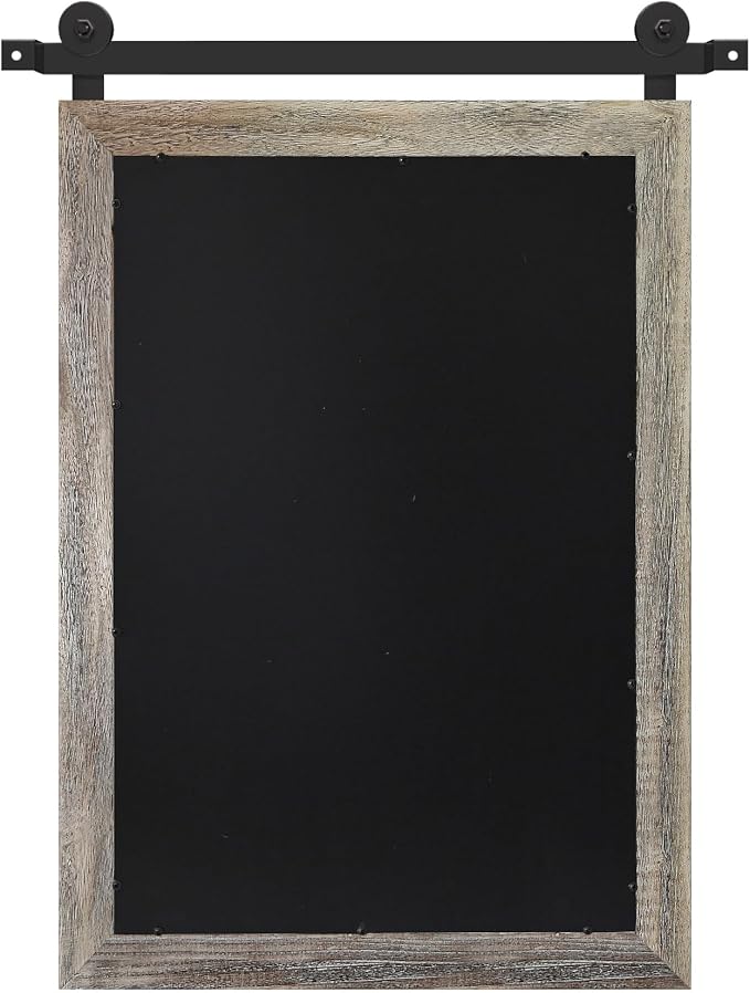COGOOD Farmhouse Bathroom Mirrors for Over Sink - 30 x 22 Yellow White | Rustic Barn Door Wood Framed Vanity Mirror for Entryway, Living Room, Bedroom, Dresser Wall Decor