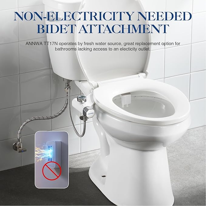 Non-Electric Bidet Attachment for Toilet Seat, Daul Clean Nozzles 3 Modes Adjustable Water Pressure Ultra-Slim Bidet Toilet Seat Attachment with Pressure Controls Feminine/Posterior Wash(TT17N)