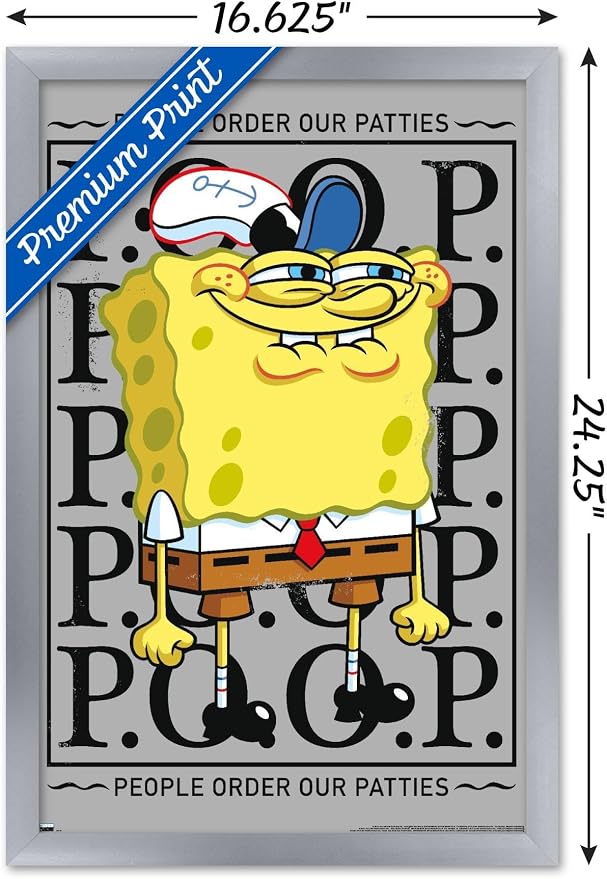 Trends International Nickelodeon Spongebob - P.O.O.P. Wall Poster, 22.4L x 14.7W, Silver Framed Version