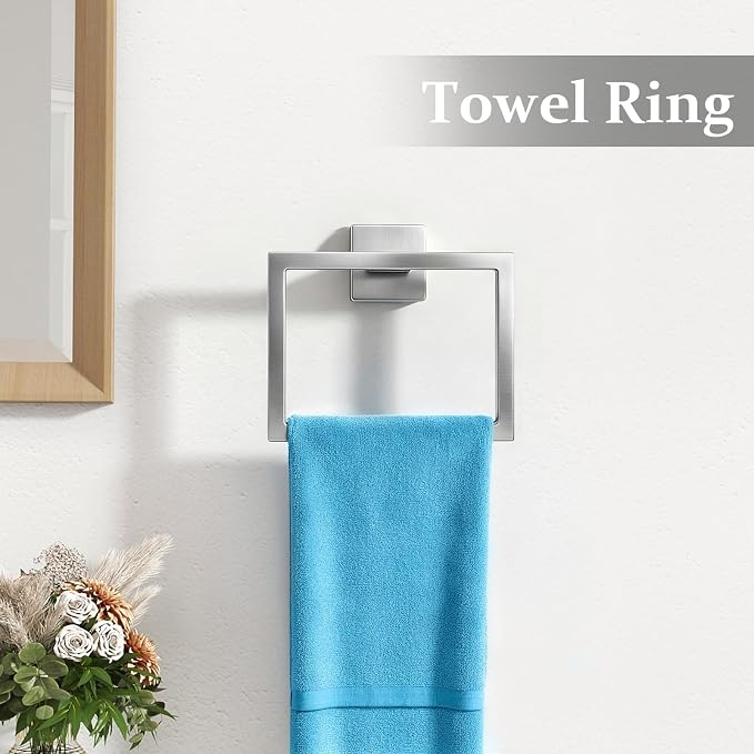 STWWO 10-Piece Bathroom Accessories Hardware Set Brushed Nickel | 24 inch Towel Bar, Stainless Steel Towel Racks for Bathroom, Bath Towel Bar Set Wall Mounted