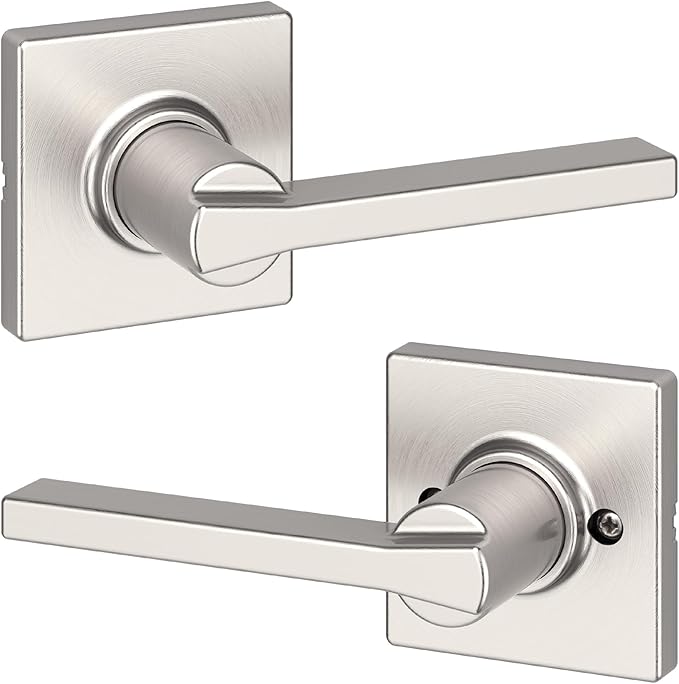Kwikset Casey Interior Passage Door Handle, Lever For Closet and Hallway Doors, Reversible Non-Locking Handle Lever, Satin Nickel , with Microban Protection