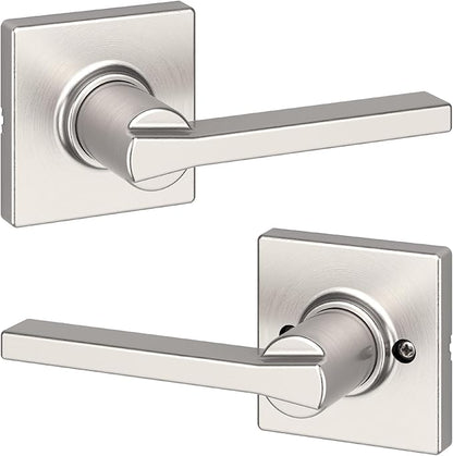 Kwikset Casey Interior Passage Door Handle, Lever For Closet and Hallway Doors, Reversible Non-Locking Handle Lever, Satin Nickel , with Microban Protection