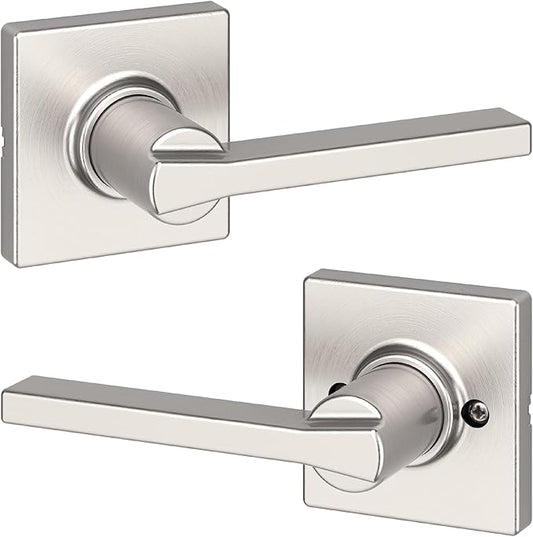 Kwikset Casey Interior Passage Door Handle, Lever For Closet and Hallway Doors, Reversible Non-Locking Handle Lever, Satin Nickel , with Microban Protection