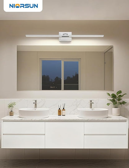 NIORSUN 39.4 Inch Modern Bathroom Light Fixture, 34W 5CCT Dimmable LED Chrome Bathroom Vanity Lights Over Mirror, Vanity Lights for Bathrooms Restroom Mirror