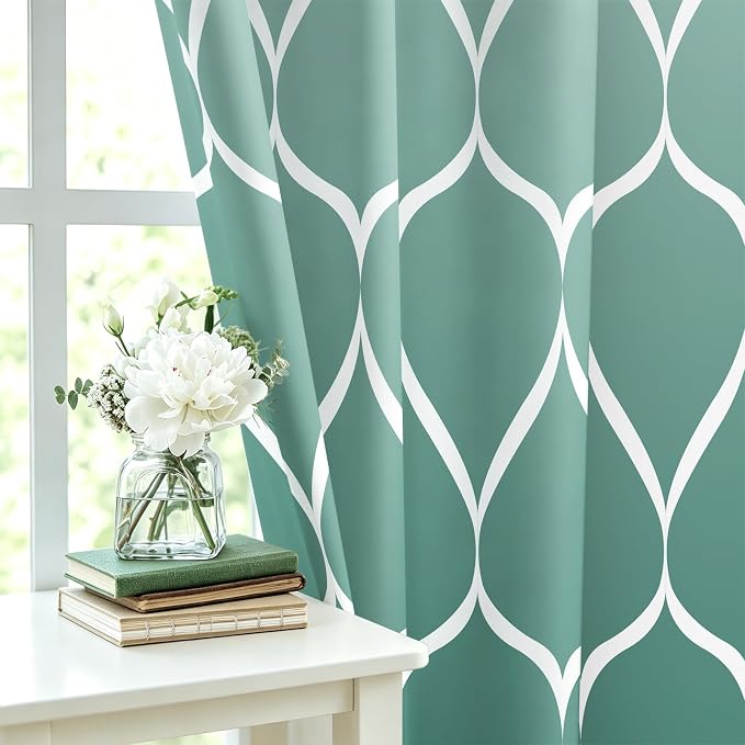 Gelbchu Geometric Shower Curtain for Bathroom, Ombre Teal, 72x72 Inch | with Hooks, Premium Polyester, Quick Dry, Water Repellent, Machine Washable, Rustproof Grommets, Modern Minimalist