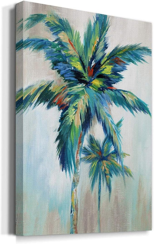 Renditions Gallery Canvas Nature Wall Art Home Paintings & Prints Decorations Colorful Palm Trees Abstract Canvas Wall Hanging Artwork for Living Room Office Home Kitchen - 8"x12" LT02