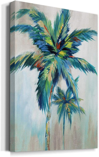 Renditions Gallery Canvas Nature Wall Art Home Paintings & Prints Decorations Colorful Palm Trees Abstract Canvas Wall Hanging Artwork for Living Room Office Home Kitchen - 18"x27" LT02
