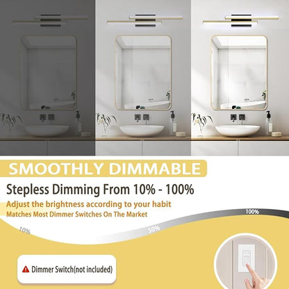 Bathroom Light Fixtures Over Mirror: 32 Inch Retractable LED Bathroom Vanity Light ETL Certified 5CCT 2700K-5700K Wall Light 34W Modern Vanity Light Bar Dimmable - Wall Light Fixtures, Golden 1 Pack
