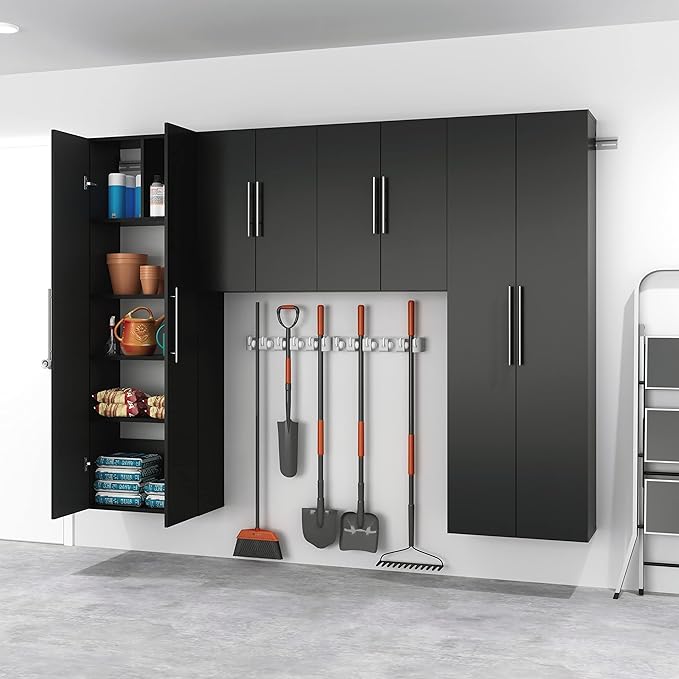 Prepac HangUps 24” Wall Mount Storage Cabinet, Ideal Bathroom, Laundry, Kitchen, Office, Garage Cabinet for Organization and Extra Storage, Attaches to Wall Mounted Rail, 24”W x 30”H, 12”D, Black