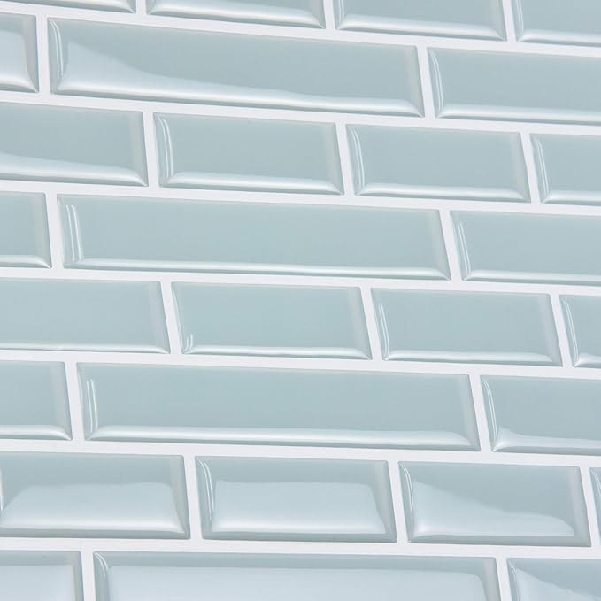 In Home NH2361 Sea Glass Peel & Stick Backsplash Tiles, Blue
