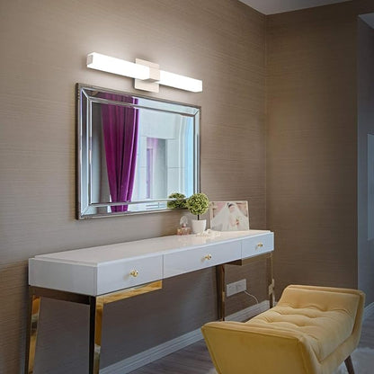 Brushed Nickel Dimmable Vanity Light: 24 Inch LED Modern Bathroom Light Fixtures Over Mirror IP44 Waterproof