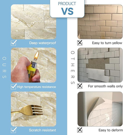 2026 New Upgrade Peel and Stick Backsplash Tile, Peel and Stick 11.34" X 11.57" Wall Tile for Kitchen, Bathroom, Fireplace, Laundry (Polished Beige, 10 Packs)