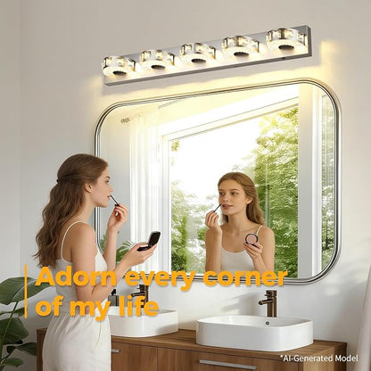 Modern Bathroom Vanity Lights 40W 36.6 inch Dimmable 5CCT Brushed Nickel Wall Lighting Light Fixtures for Bathroom Above Mirror(5-Light) Vanity Light, Living Room, Kitchen, Hallway