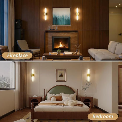 Modern 21" Bathroom Vanity Wall Sconce, Frosted Glass, Gold | Indoor Lighting Fixture, For Living Room, Stairs & Bedroom, Mounting Hardware Included, Easy To Install, Sturdy Metal Build.