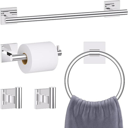 Chrome Towel Bar Bathroom Hardware Accessories Set, 5 Pieces Toilet Paper Holder Towel Holder Set, 23.6 Inch Stainless Steel Towel Racks for Bathroom Wall Mounted