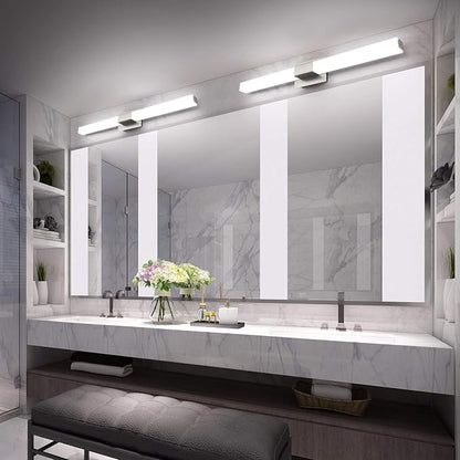 Bathroom Vanity Lighting fixtures 39.4" LED Satin Nickel Steel Frosted White Acrylic Shade Cool White Light 6000K for Bathroom