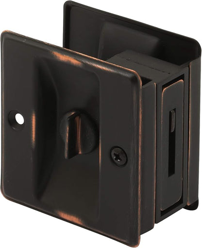 Prime-Line N 7319 Pocket Door Privacy Lock with Pull, Classic Bronze | Single Pack, Replace Old or Damaged Locks, Quick and Easy Installation