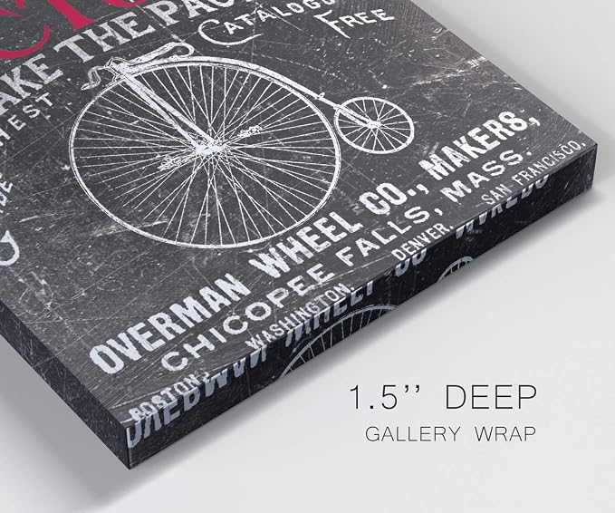Renditions Gallery Antique Bicycle Wall Art, Premium Gallery Wrapped Canvas Decor, Ready to Hang, 16 in H x 16 in W, Made in America Print