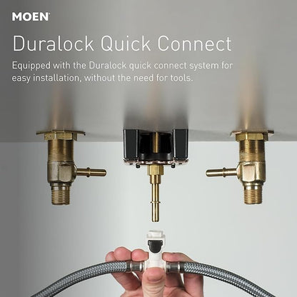 Moen Two Handle Widespread Contemporary Modern Matte Black Bathroom Sink Faucet with Drain Kit Perfect for Countertop and Wide Spread Bath Setup, T6193BL