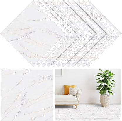 Spiareal 48 Pieces Peel and Stick Floor Tiles Vinyl Flooring 12 x 12 Inch Stick on Floor Tile Self Adhesive Waterproof DIY for Bathroom Kitchen Bedroom Living Room(Brief)