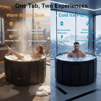 Portable Bathtub for Adult, Foldable Soaking Bathtub for Hot SPA&Ice Bath, Foldable Small Bathtub collapsible bathtub for Bathing, 6-layer Insulated portable tub,Space-Saving (black 41.3X26.6 IN)