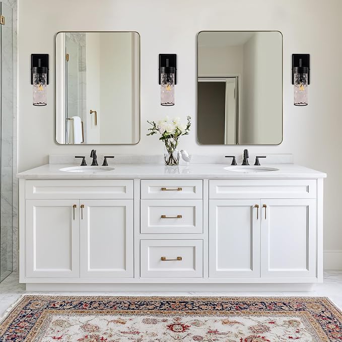 Wall Mirror for Bathroom with Stainless Steel Metal Frame, 22"x30" Rectangle Rounded Corner Frame, Matte Black Finish