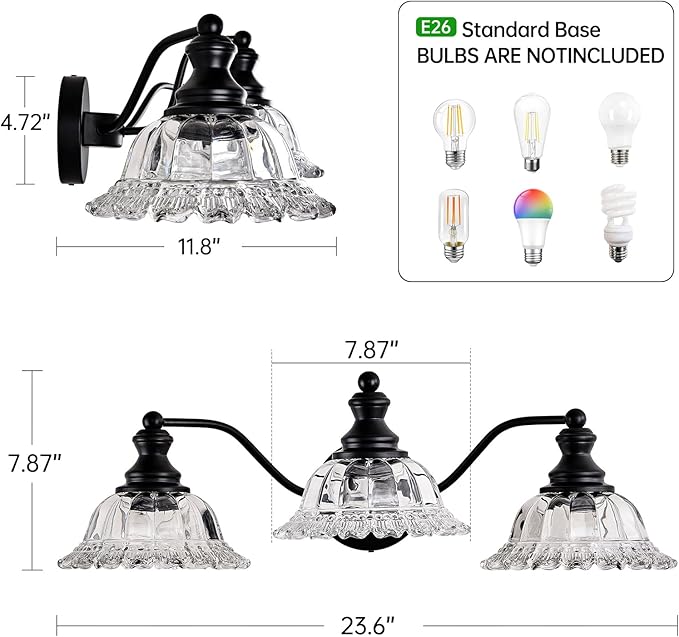Farmhouse Vanity Lights for Bathroom Light Fixtures Black Vanity Lights 3 Light Bathroom Light Fixtures