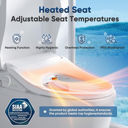 Bidet Toilet Seat-Electric Heated Bidet Attachment for Toilet with Instant Warm Water & Dryer, Feminine & Front Rear Wash, Self-Clean Nozzle, Upgraded Silent ECO Child Mode