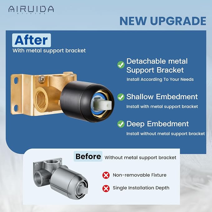 Airuida Oil Rubbed Bronze Shower Faucet Set,8 Inch Shower Valve Kit | Square Showerhead,Female Thread Rough-in Valve,Bathroom Rain Shower System,Single Function Handle