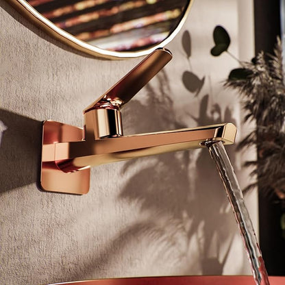BiaoTeng Concealed Wall Mounted Bathroom Faucet Single Handle Hot and Cold Brass Faucets for Bathroom Sinks One Hole Rose Gold