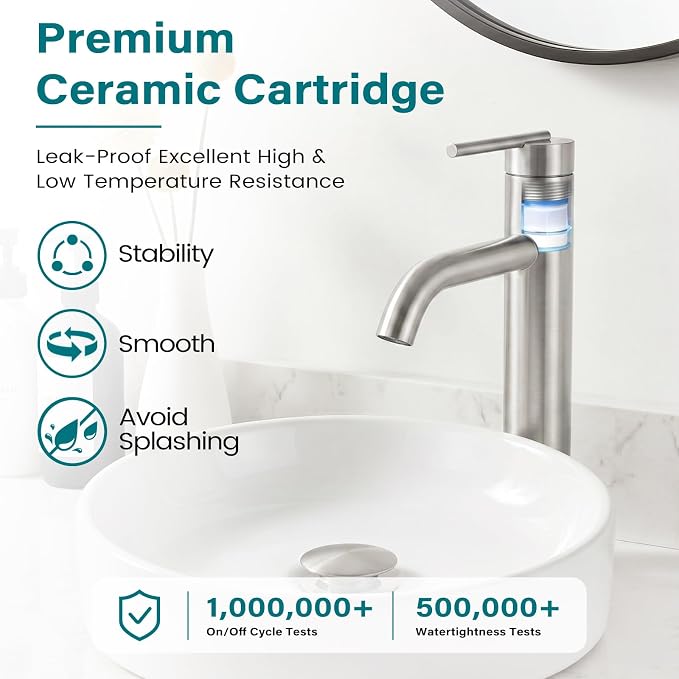 Tall Vessel Sink Faucet Nickel Modern Single Handle Bathroom Faucet One Hole Rv Vanity Lavatory Bathroom Sink Faucet