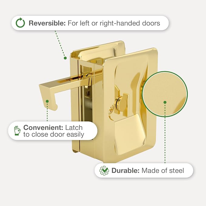Richelieu | Onward Privacy Lock Pocket Door Pull, Rectangular, Brass