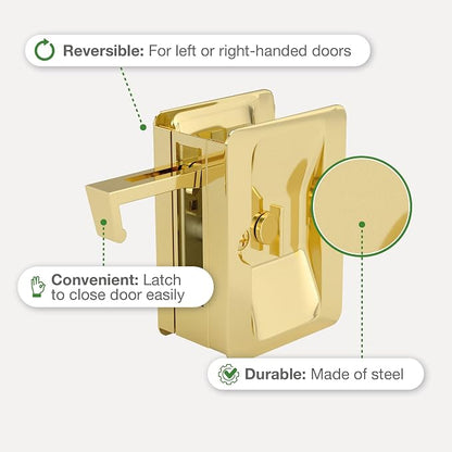 Richelieu | Onward Privacy Lock Pocket Door Pull, Rectangular, Brass