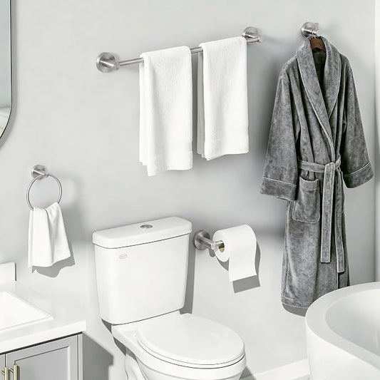 24-Inch Wall Mounted Towel Racks for Bathroom, 4-Piece Towel Bar Set | Rust-Resistant SUS 304 Stainless Steel, 4-Piece Towel Bar Set, sturdy wall mount, space-saving humid bath towel storage rack